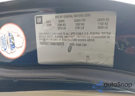 2009 Cadillac Dts 1Sb z USA, uszkodzony, nr VIN 1G6KD57Y89U132373